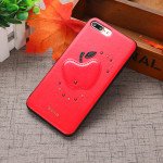 Wholesale iPhone 8 Plus / 7 Plus Apple Design Studs Armor PU Leather Case (Red)
